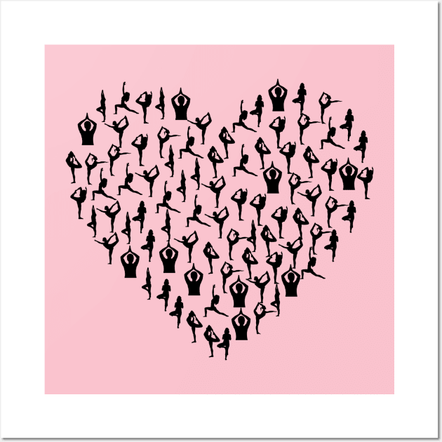 Yoga Lover Yoga Poses Heart Design Wall Art by Sanu Designs